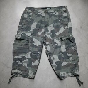 Plugg Khaki Skater Chino Y2K Cargo Long Shorts Army Green Men's 31 Baggy Camo